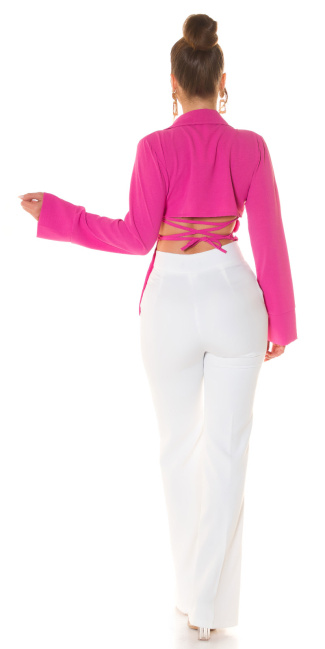 Blouse with open back for lacing Pink
